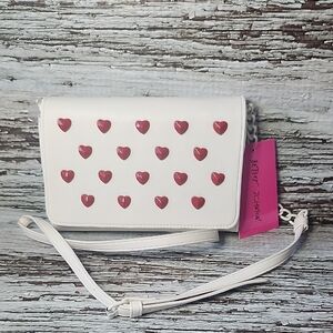 Betsy Johnson White Heart Studded Purse